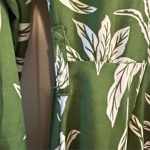 Truly 4 You Women's S Green Palm Leaf Print Midi Dress Summer Casual - Picture 9 of 11